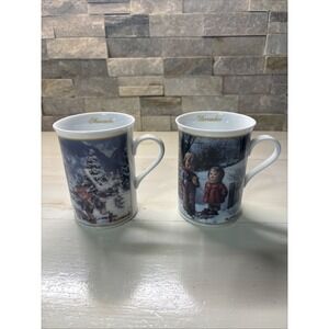 Danbury Mint ~ M.I. Hummel Mugs of the Year Porcelain‎ Cups - 2 Cups Nov,Dec.